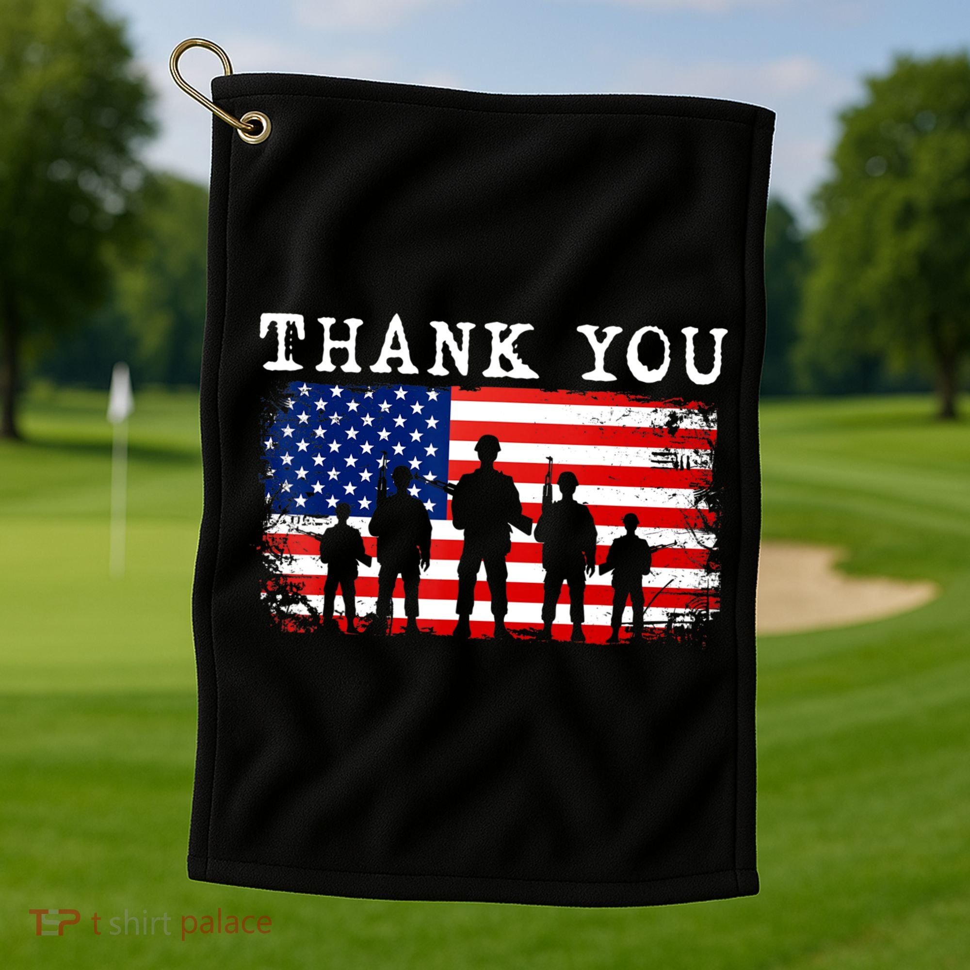 Thank You for your Service American Flag Patriotic Veterans Golf Towel