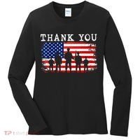 Thank You for your Service American Flag Patriotic Veterans Women's Long Sleeve Shirt thumb 0
