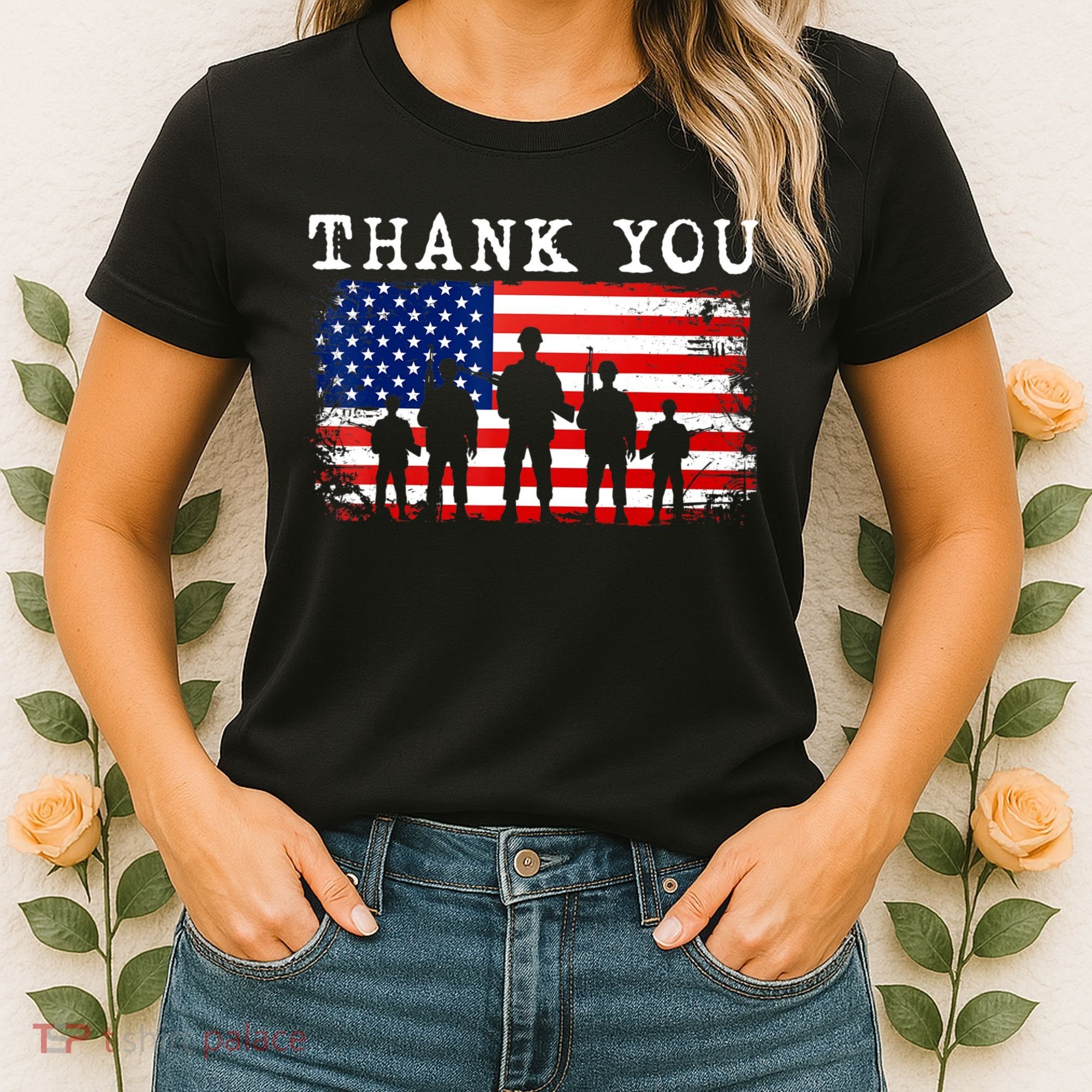 Thank You for your Service American Flag Patriotic Veterans Women's T-Shirt