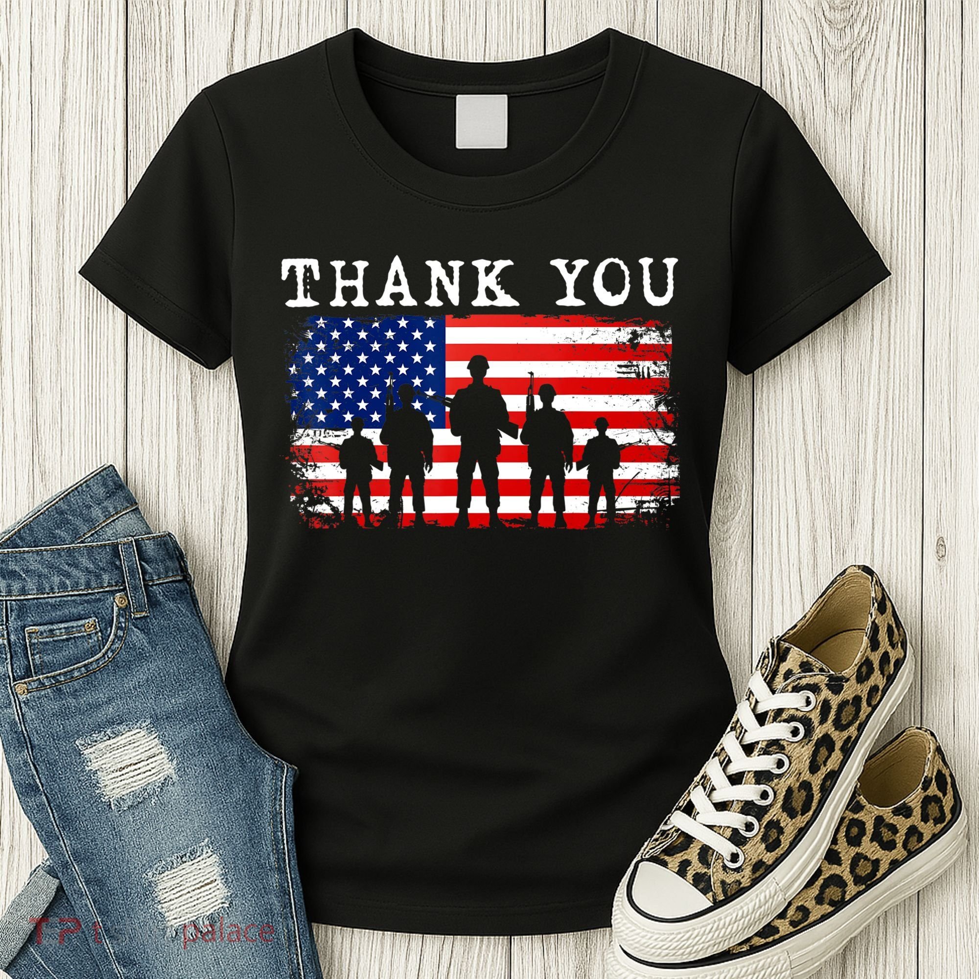 Thank You for your Service American Flag Patriotic Veterans Women's T-Shirt