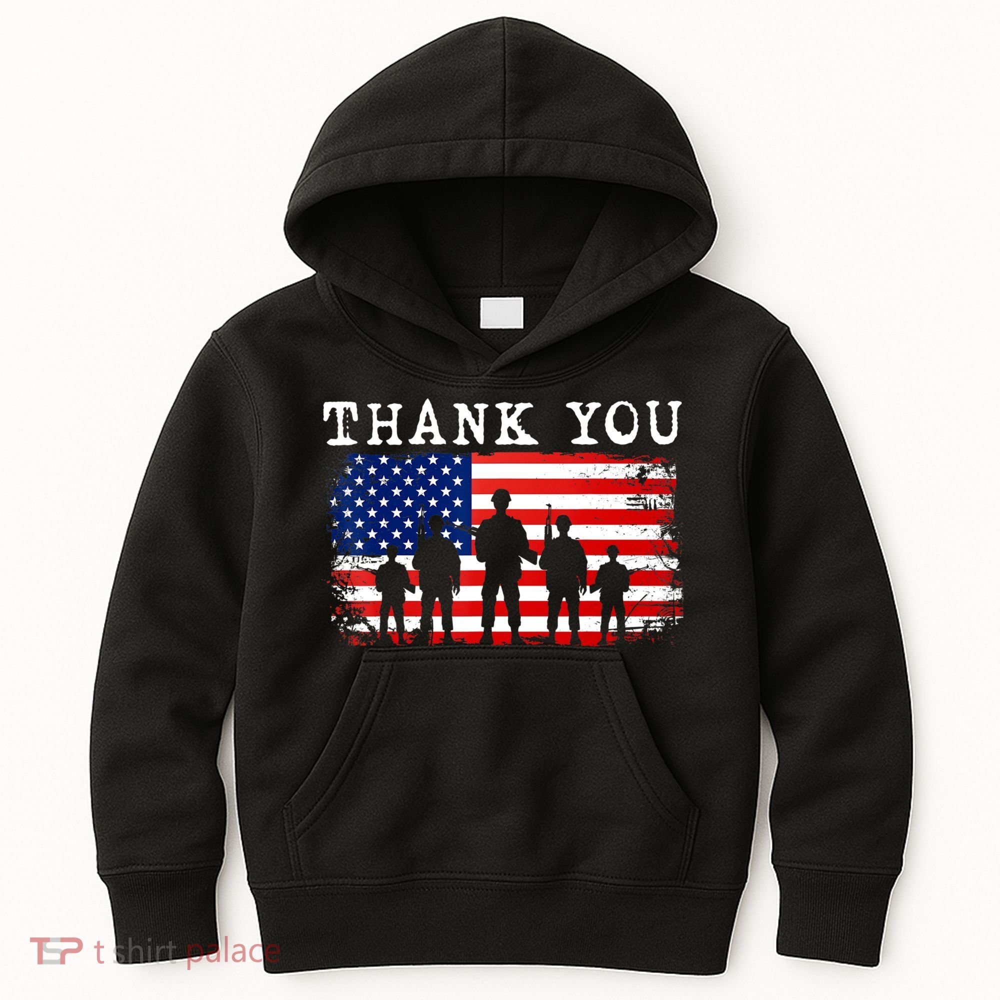 Thank You for your Service American Flag Patriotic Veterans Kids Hoodie