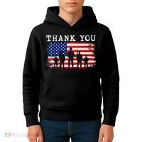 Thank You for your Service American Flag Patriotic Veterans Kids Hoodie thumb 4