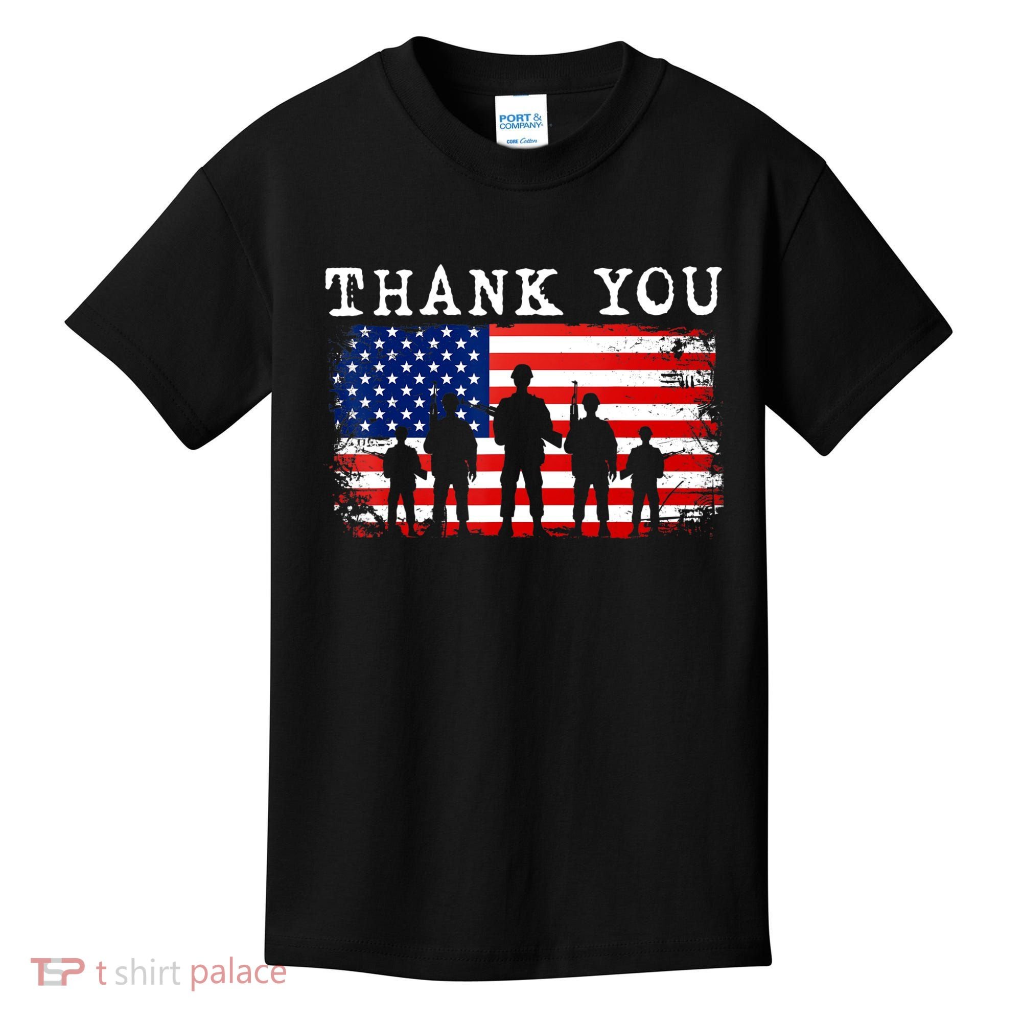 Thank You for your Service American Flag Patriotic Veterans Kids T-Shirt