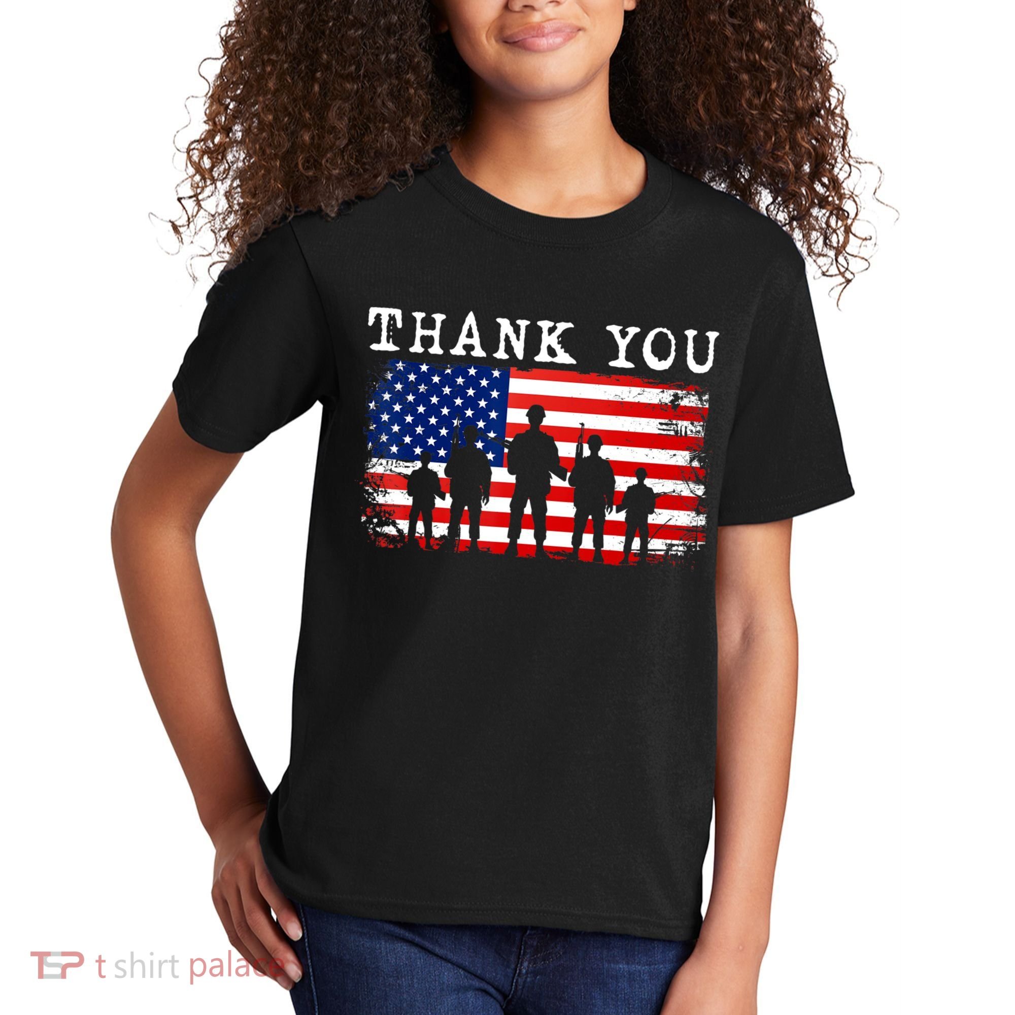 Thank You for your Service American Flag Patriotic Veterans Kids T-Shirt