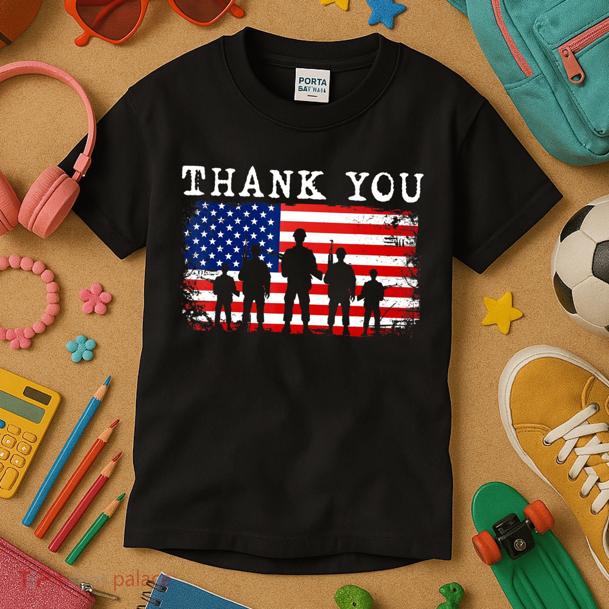 Thank You for your Service American Flag Patriotic Veterans Kids T-Shirt