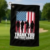 Thank You For Your Service Veteran Day Gift Golf Towel thumb 1