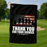 Thank You For Your Service Veteran Day Gift Golf Towel thumb 1