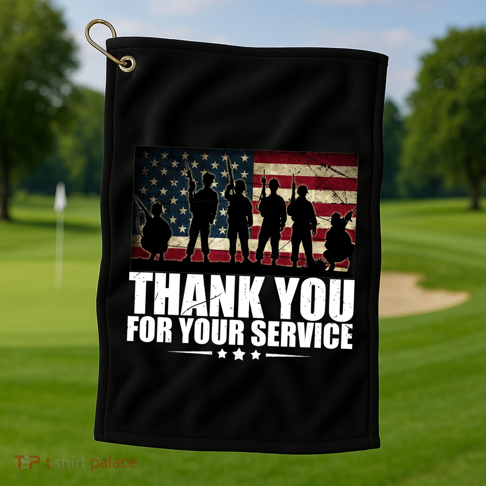 Thank You For Your Service Veteran Day Gift Golf Towel