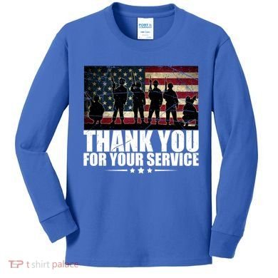 Thank You For Your Service Veteran Day Gift Kids Long Sleeve Shirt