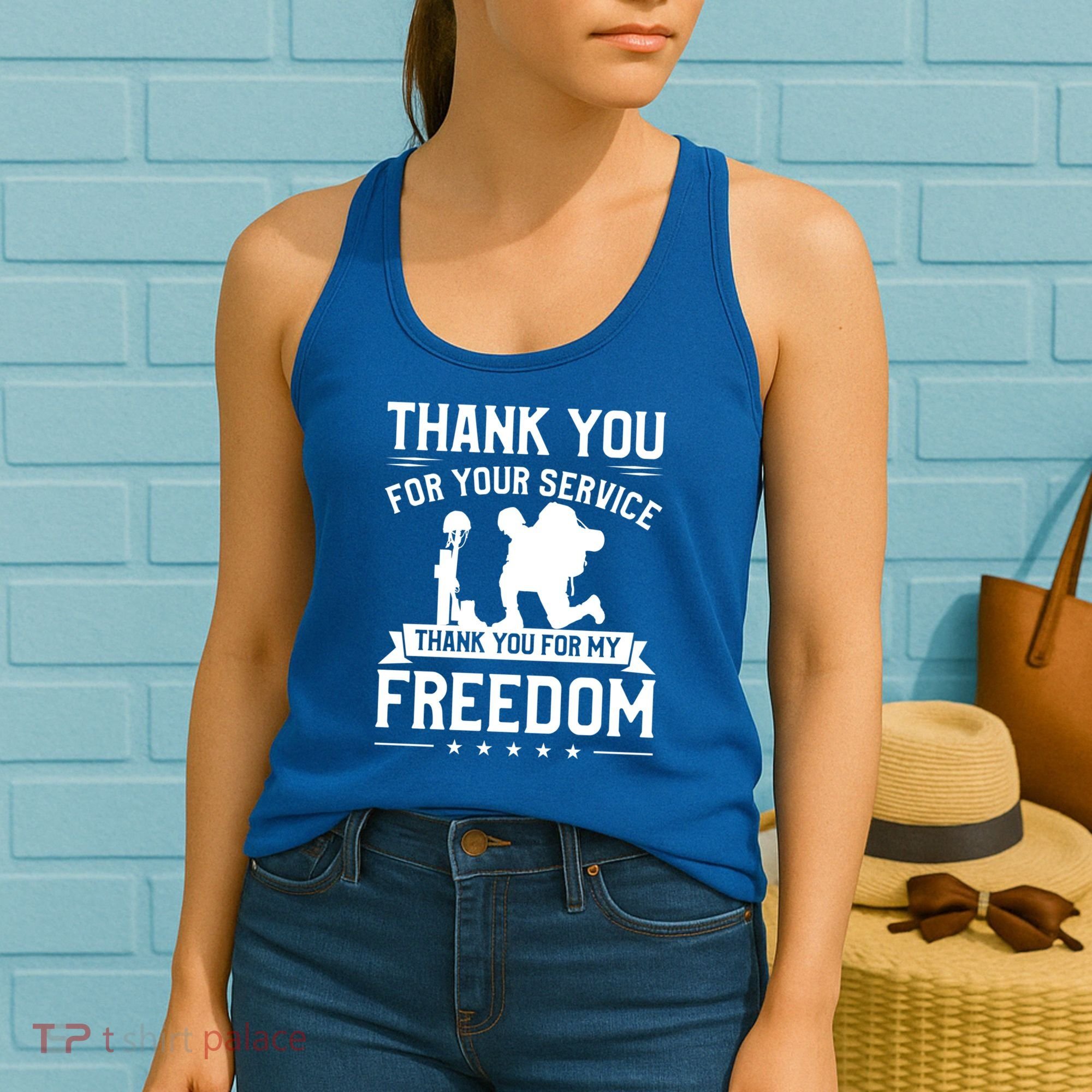 Thank You For Your Service Thank You For My Freedom Gift Women's Tank Top