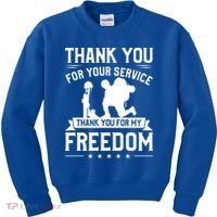 Thank You For Your Service Thank You For My Freedom Gift Kids Sweatshirt thumb 0