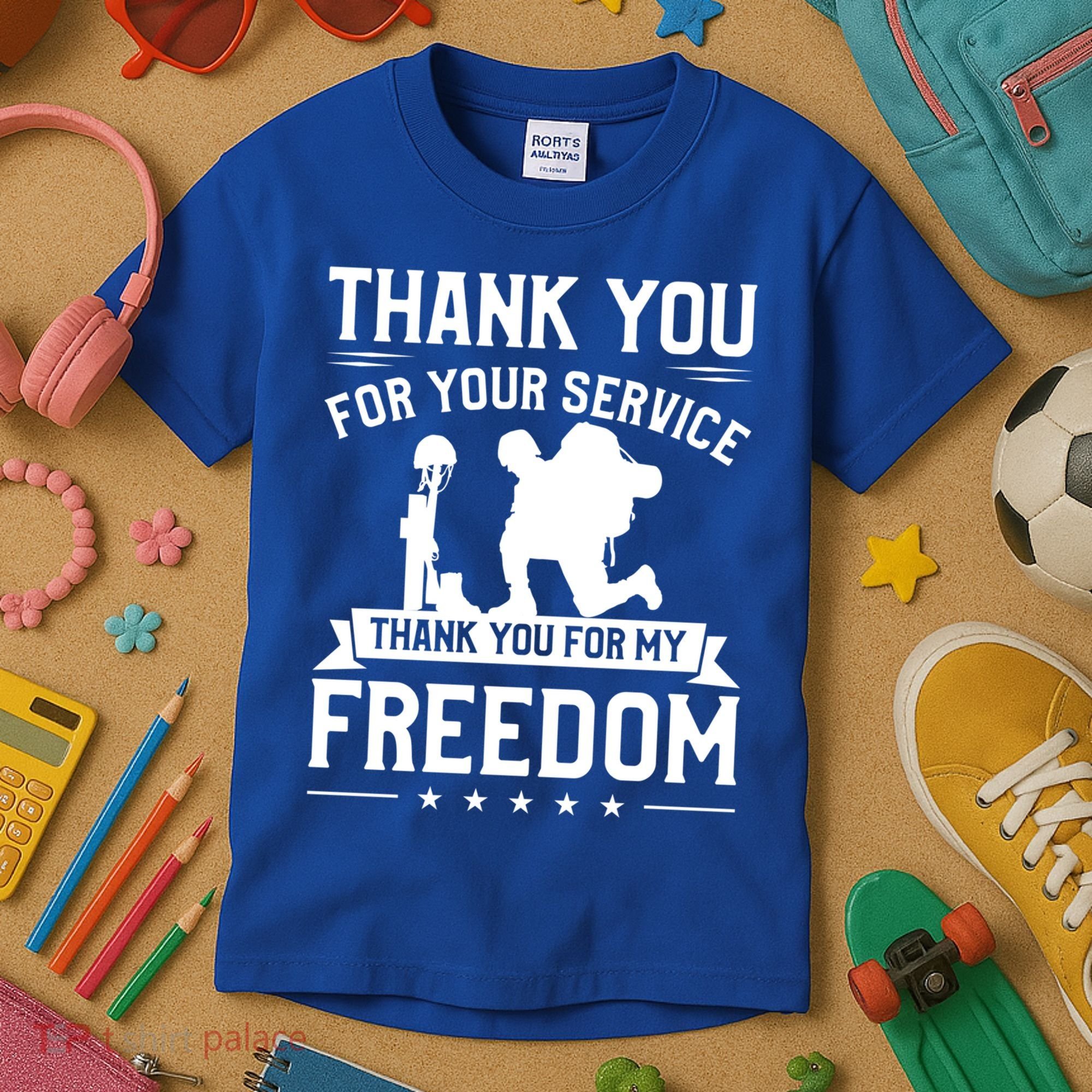 Thank You For Your Service Thank You For My Freedom Gift Kids T-Shirt