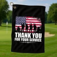 Thank You For Your Service Veteran Day Gift Golf Towel thumb 1