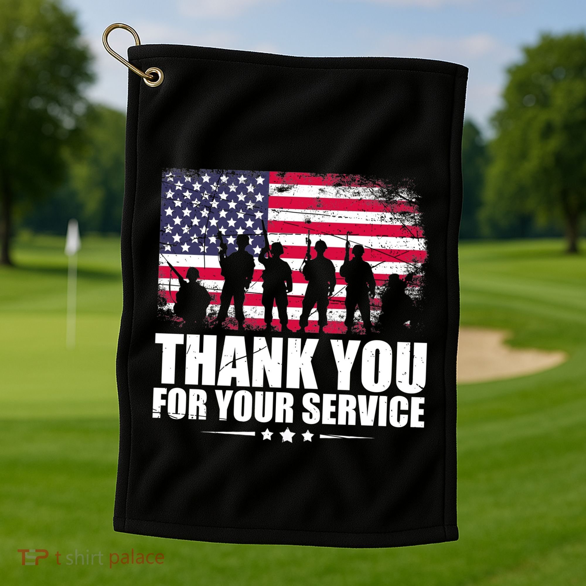 Thank You For Your Service Veteran Day Gift Golf Towel