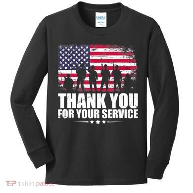 Thank You For Your Service Veteran Day Gift Kids Long Sleeve Shirt