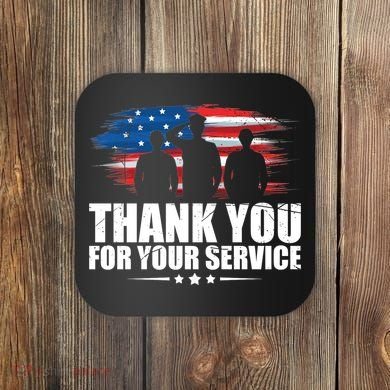 Thank You For Your Service Veteran Day Gift Coaster