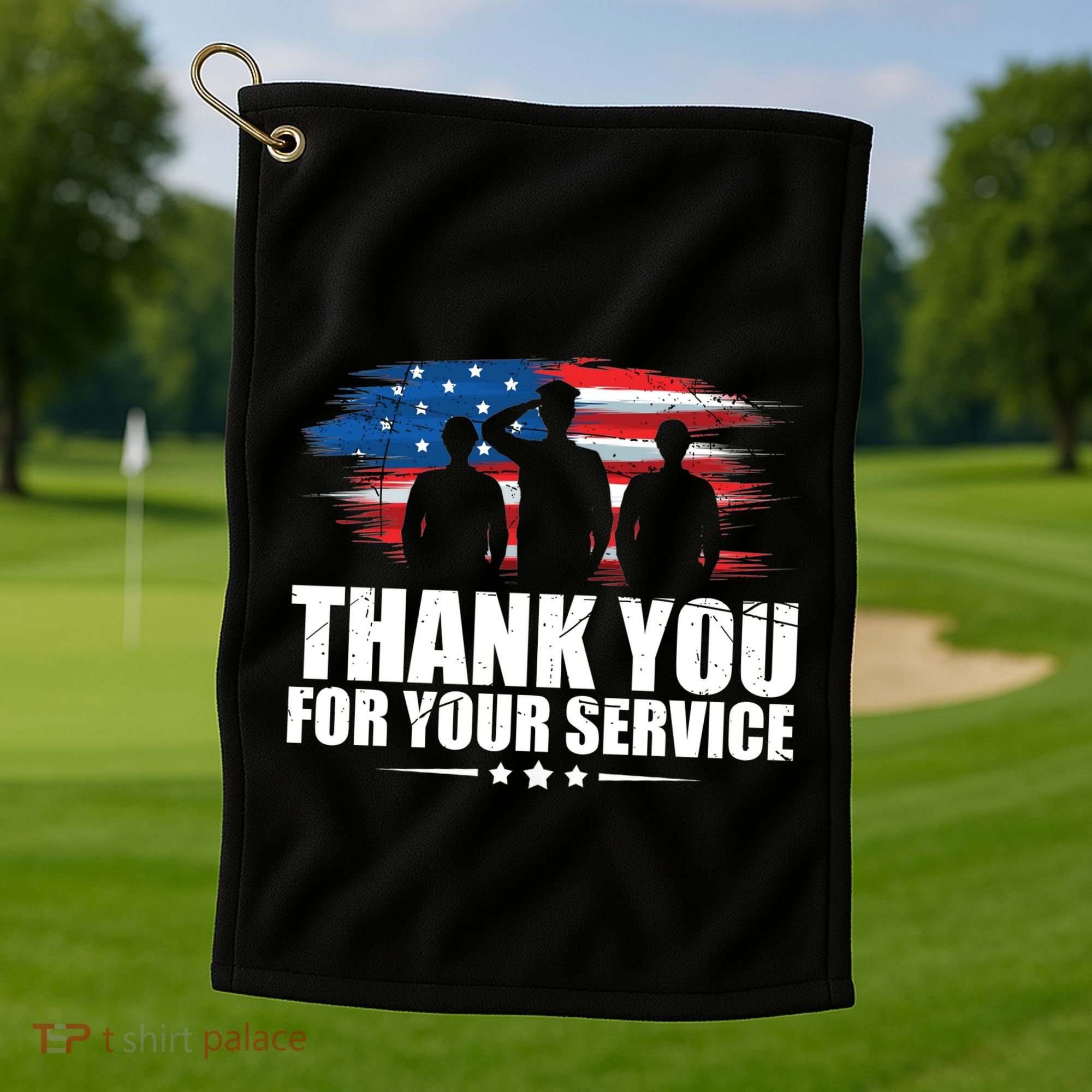Thank You For Your Service Veteran Day Gift Golf Towel