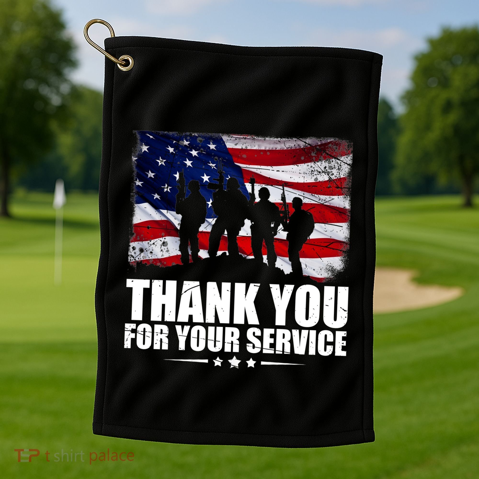 Thank You For Your Service Veteran Day Gift Golf Towel