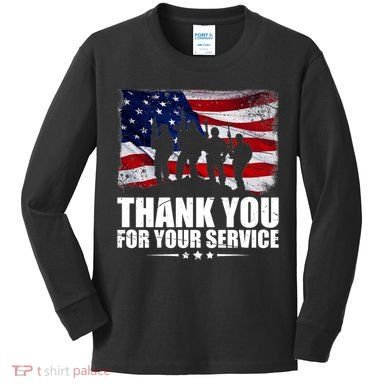 Thank You For Your Service Veteran Day Gift Kids Long Sleeve Shirt