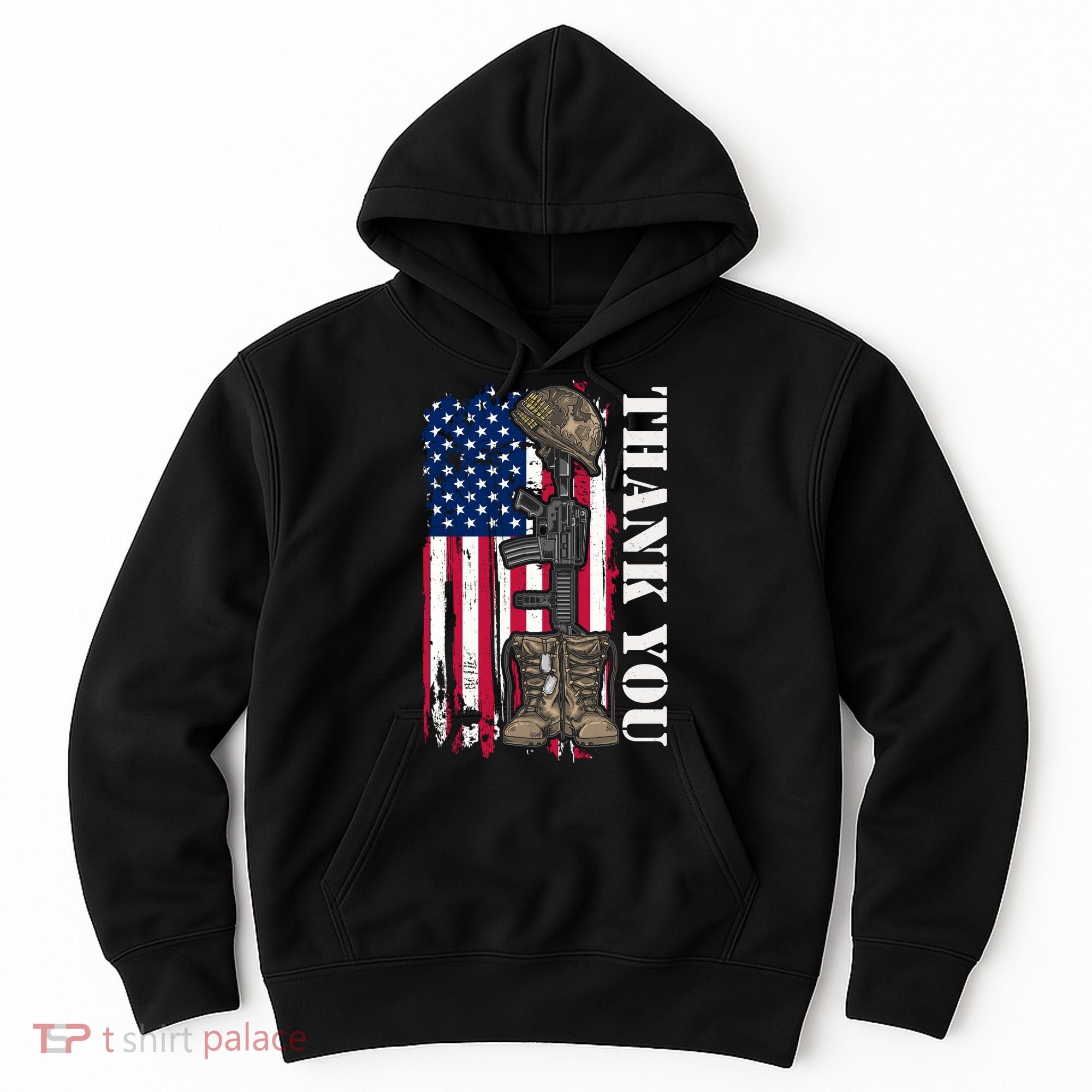 Thank You For Your Service Memorial Day USA American Flag Hoodie