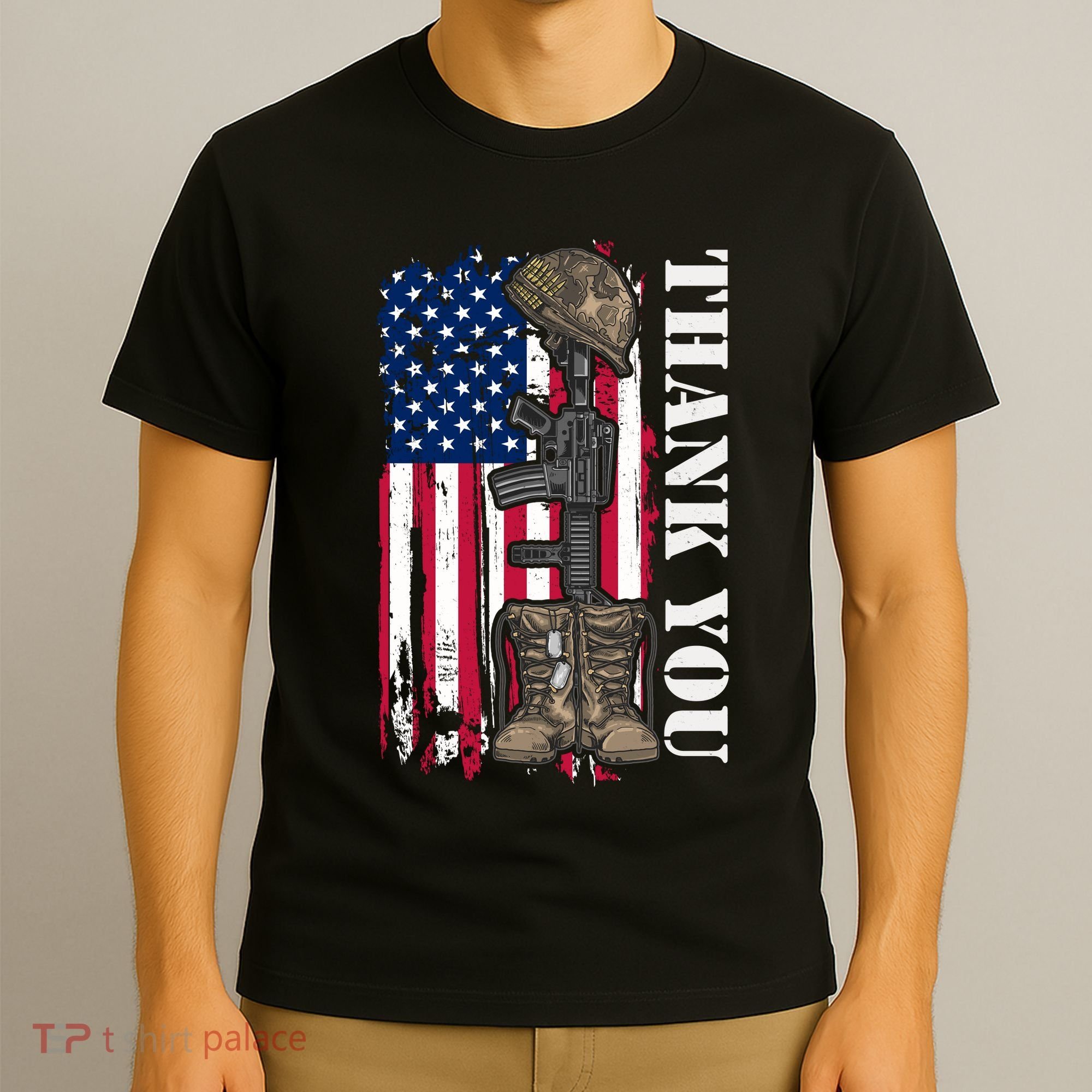 Thank You For Your Service Memorial Day USA American Flag T-Shirt