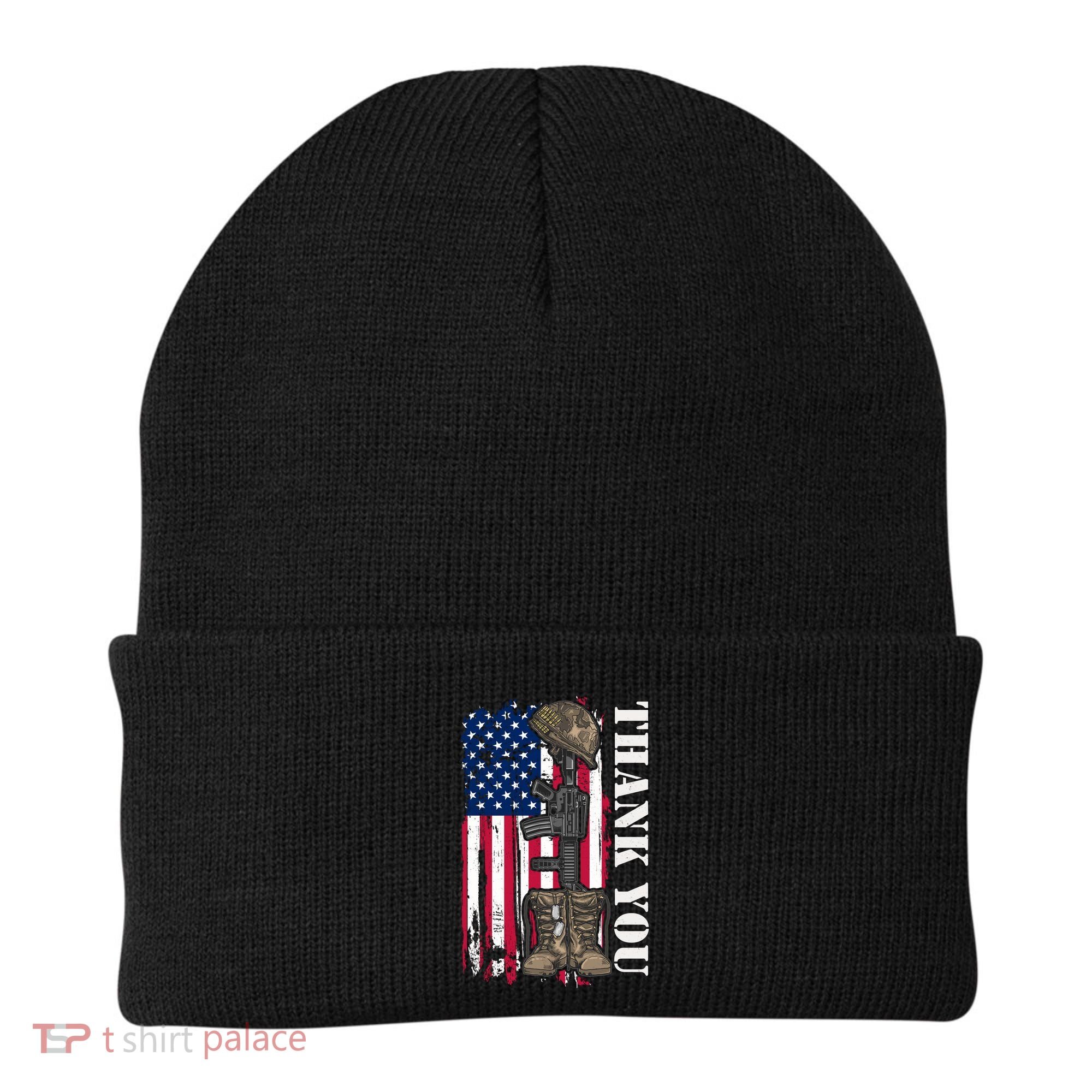 Thank You For Your Service Memorial Day USA American Flag Beanie