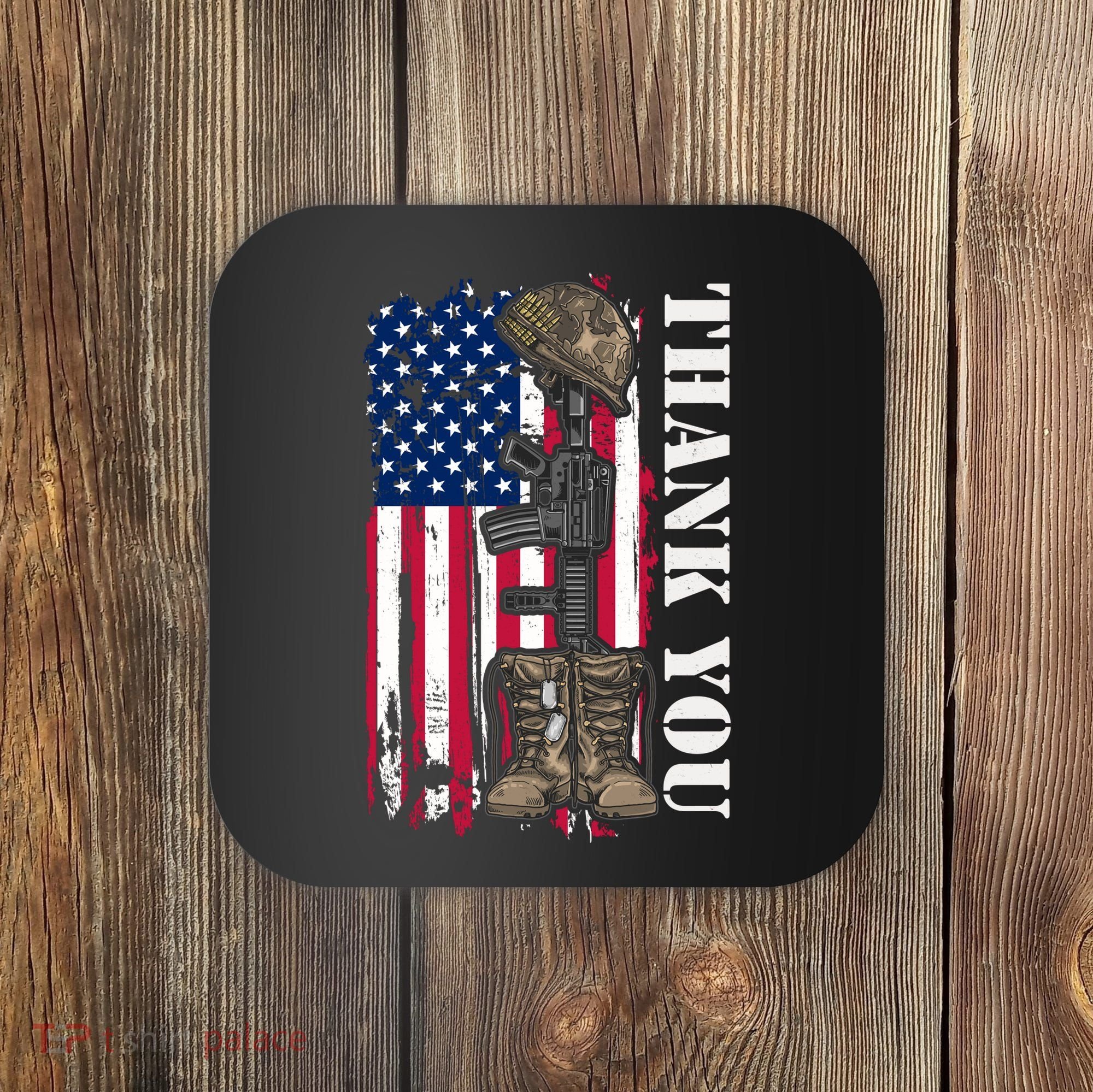 Thank You For Your Service Memorial Day USA American Flag Coaster
