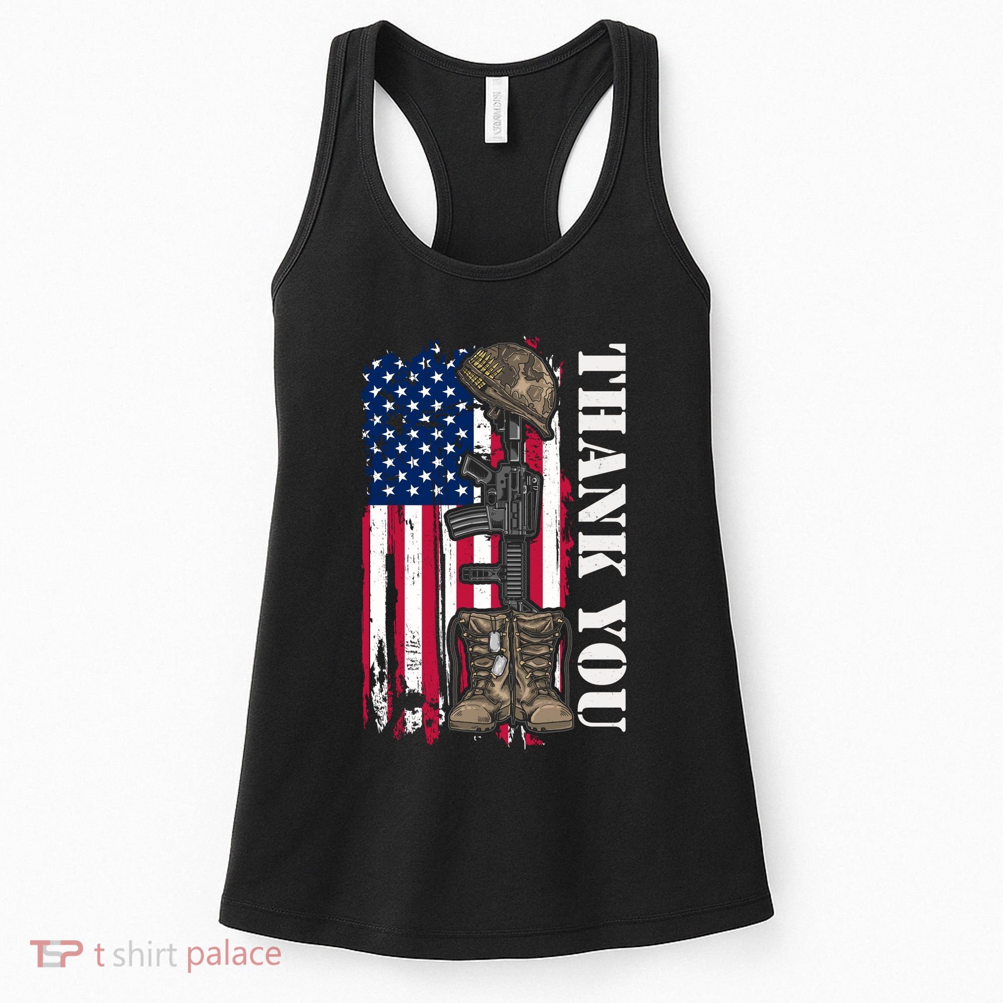 Thank You For Your Service Memorial Day USA American Flag Women's Tank Top
