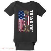 Thank You For Your Service Memorial Day USA American Flag Baby Bodysuit thumb 0