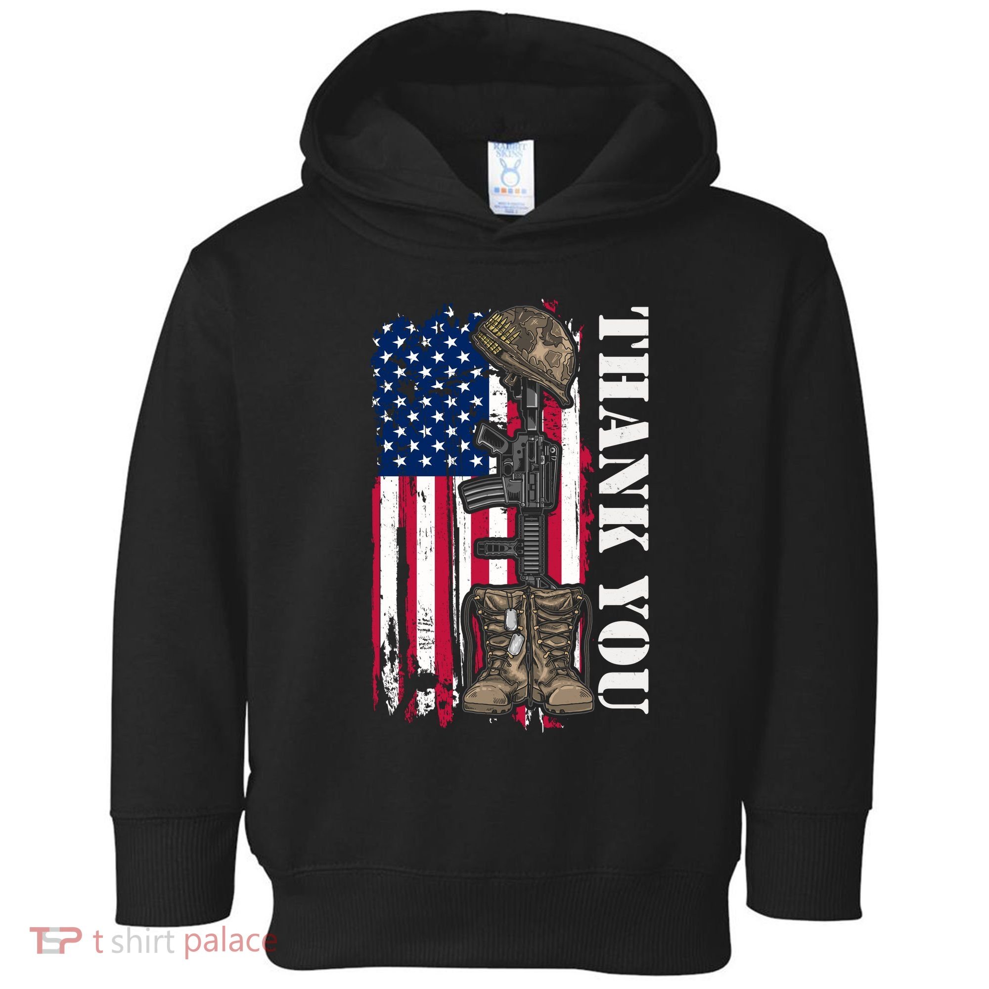 Thank You For Your Service Memorial Day USA American Flag Toddler Hoodie