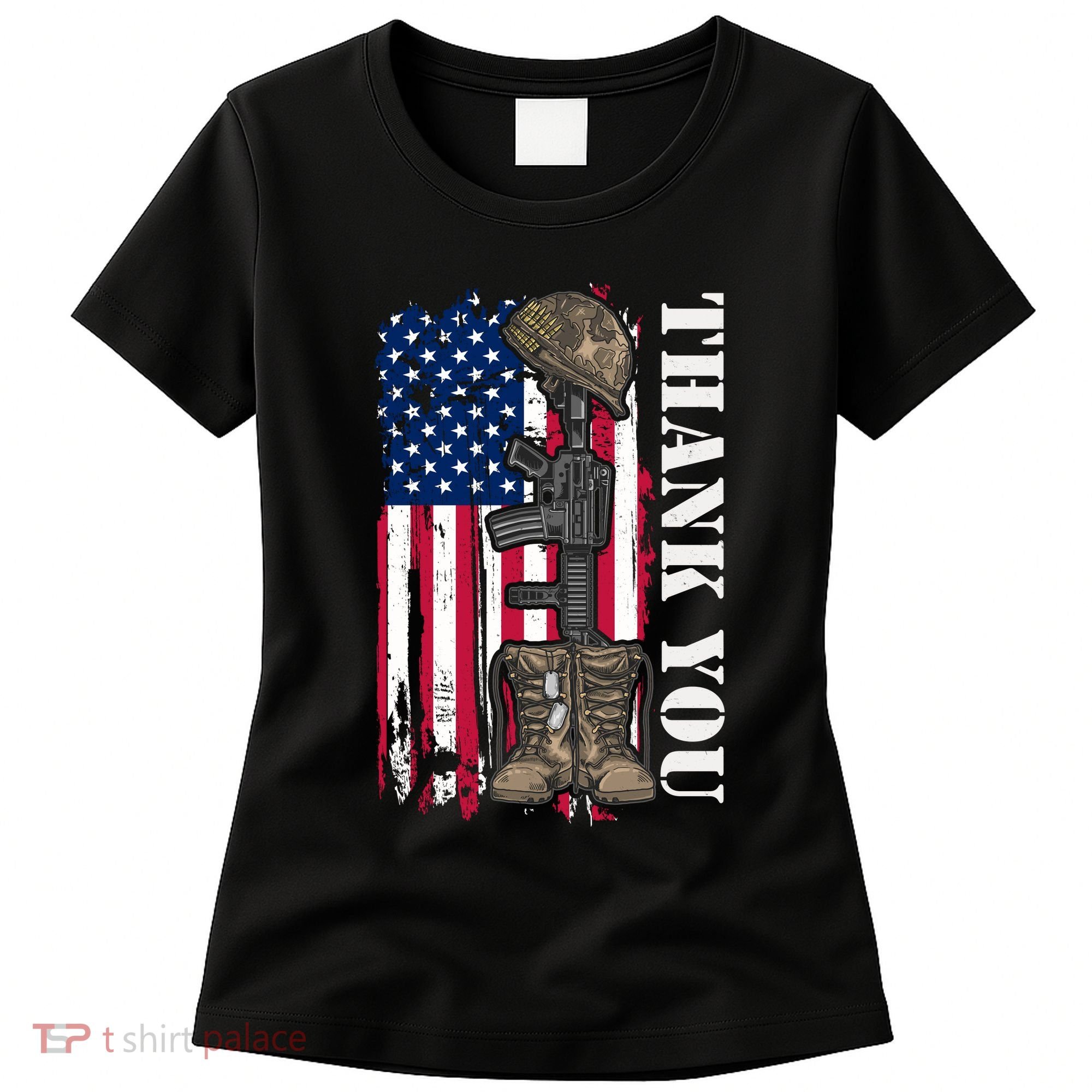 Thank You For Your Service Memorial Day USA American Flag Women's T-Shirt