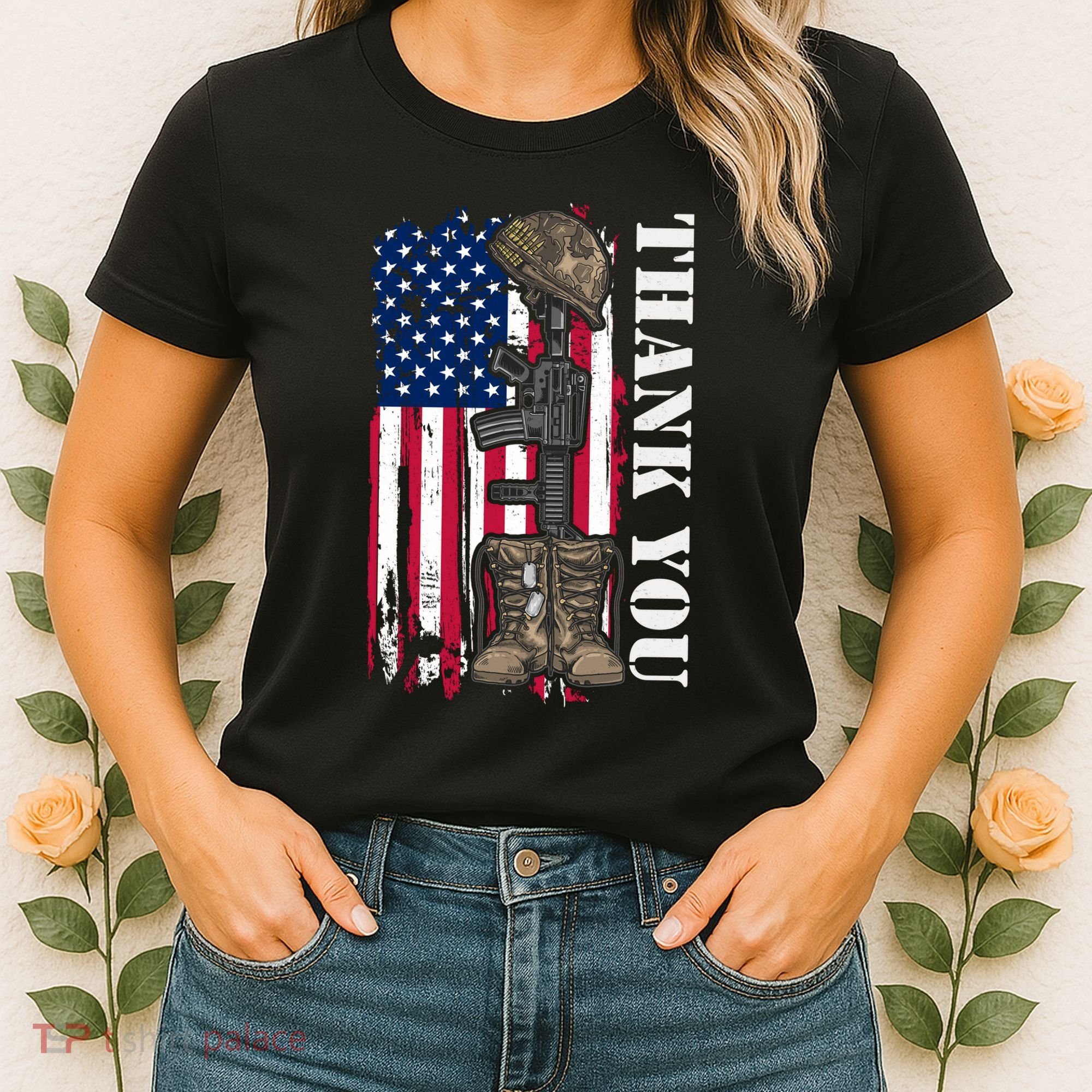 Thank You For Your Service Memorial Day USA American Flag Women's T-Shirt