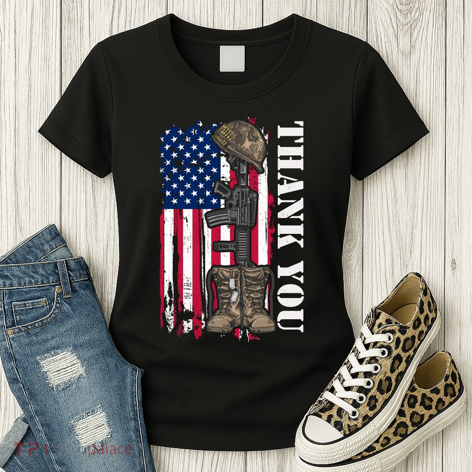 Thank You For Your Service Memorial Day USA American Flag Women's T-Shirt