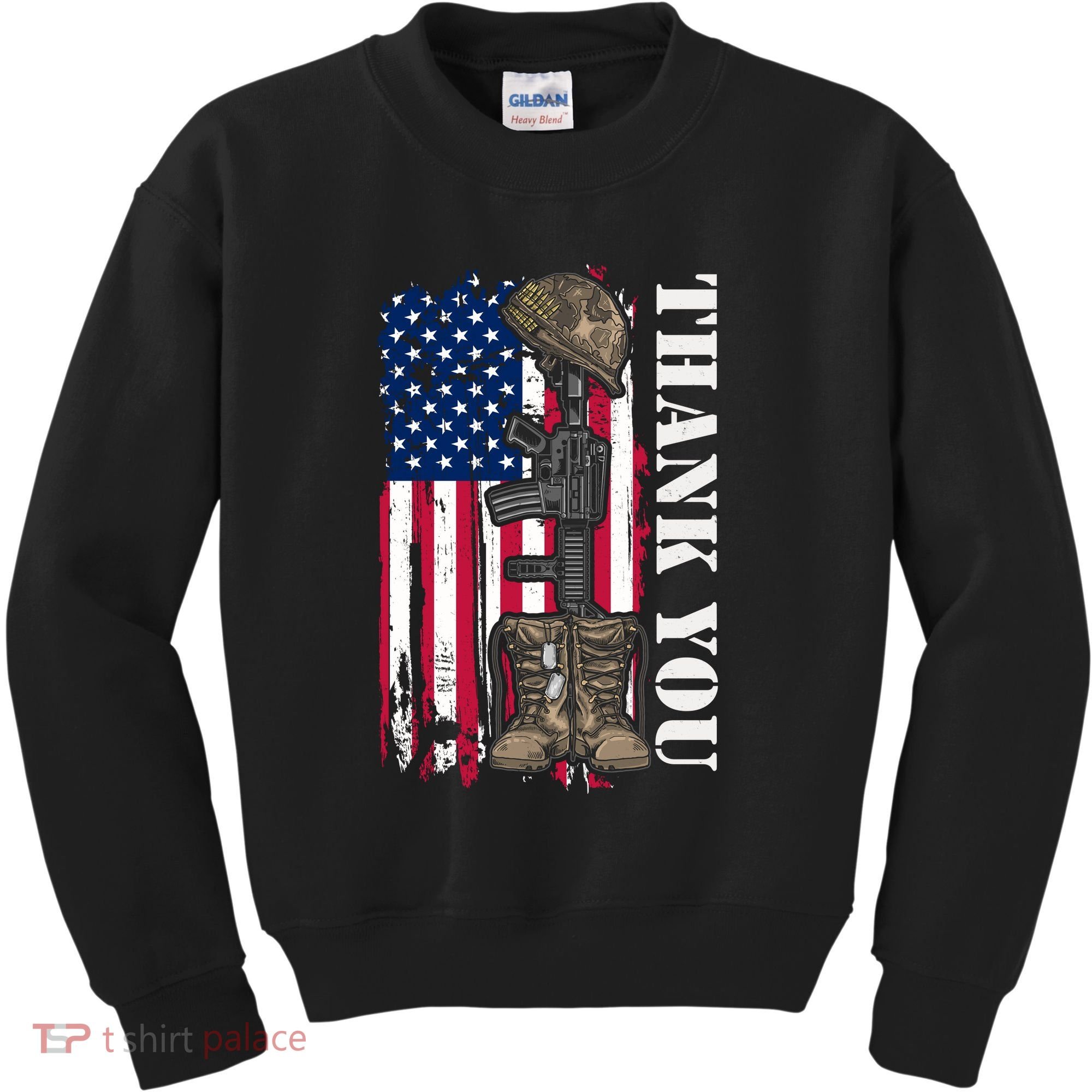Thank You For Your Service Memorial Day USA American Flag Kids Sweatshirt