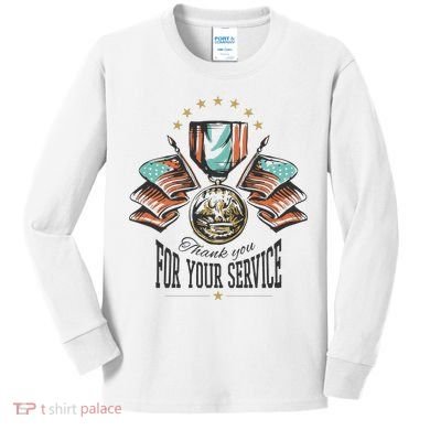 Thank You For Your Service Veteran Kids Long Sleeve Shirt