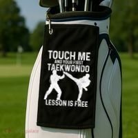 Taekwondo Your First Lesson Is Free Funny Martial Artist Gift Golf Towel thumb 2
