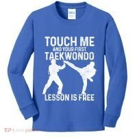 Taekwondo Your First Lesson Is Free Funny Martial Artist Gift Kids Long Sleeve Shirt thumb 0