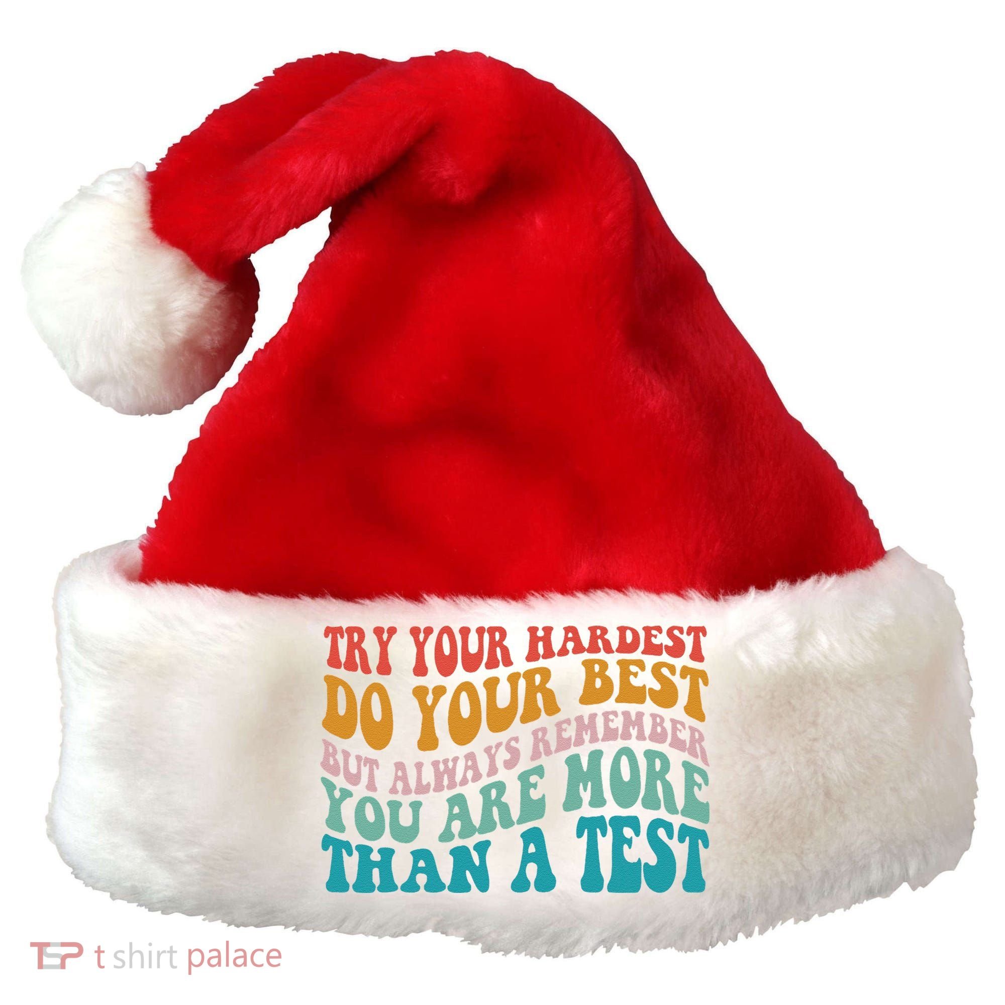 Try Your Hardest Do Your Best Teacher Te Day Santa Hat