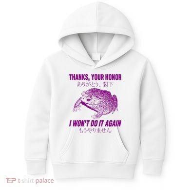 Thanks Your Honor I WonT Do It Again Frog Kids Hoodie