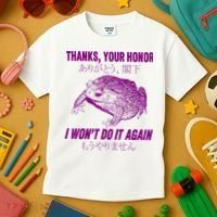 Thanks Your Honor I WonT Do It Again Frog Kids T-Shirt thumb 3