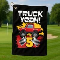 Truck Yeah Im 5 Funny Gift Golf Towel thumb 1