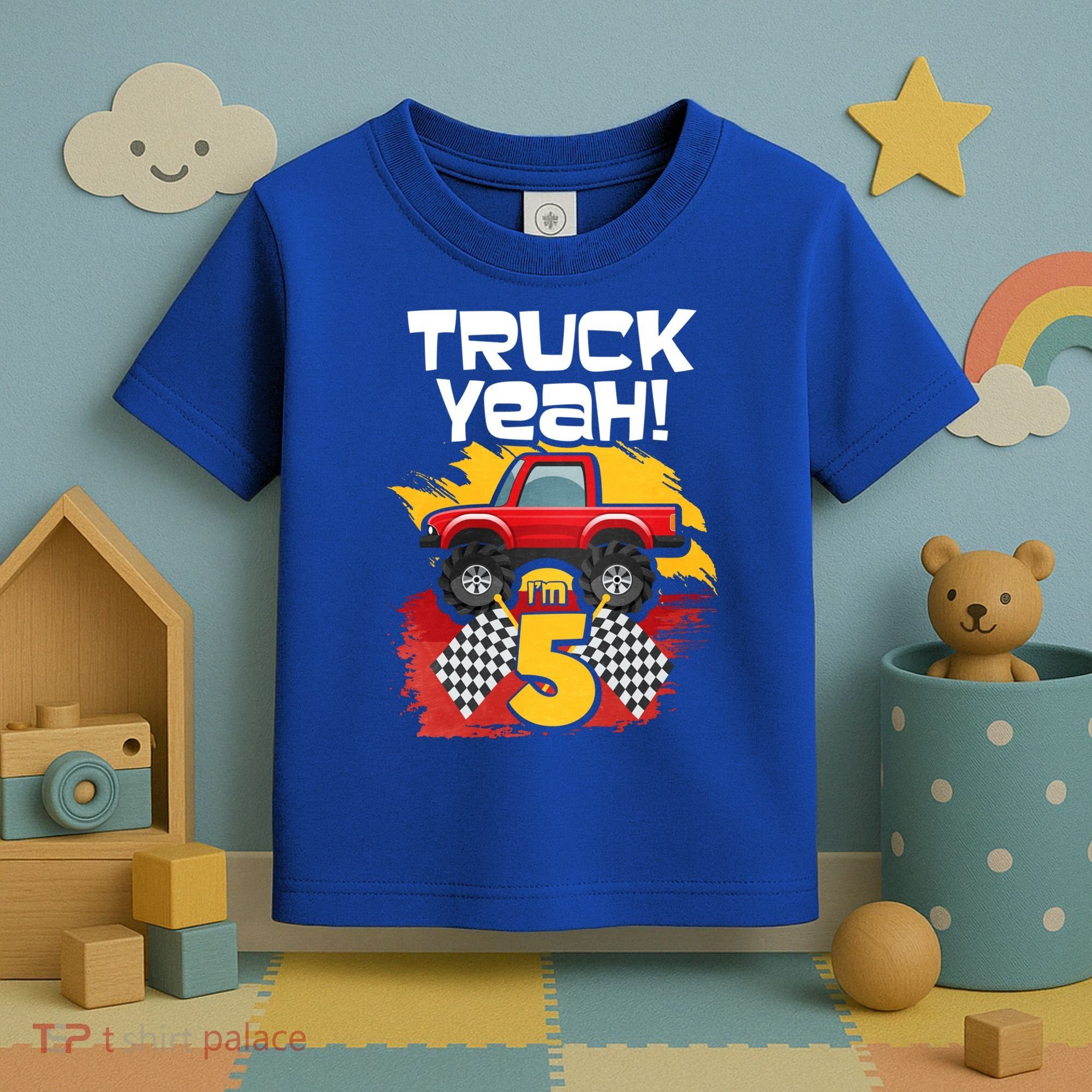 Truck Yeah Im 5 Funny Gift Toddler T-Shirt
