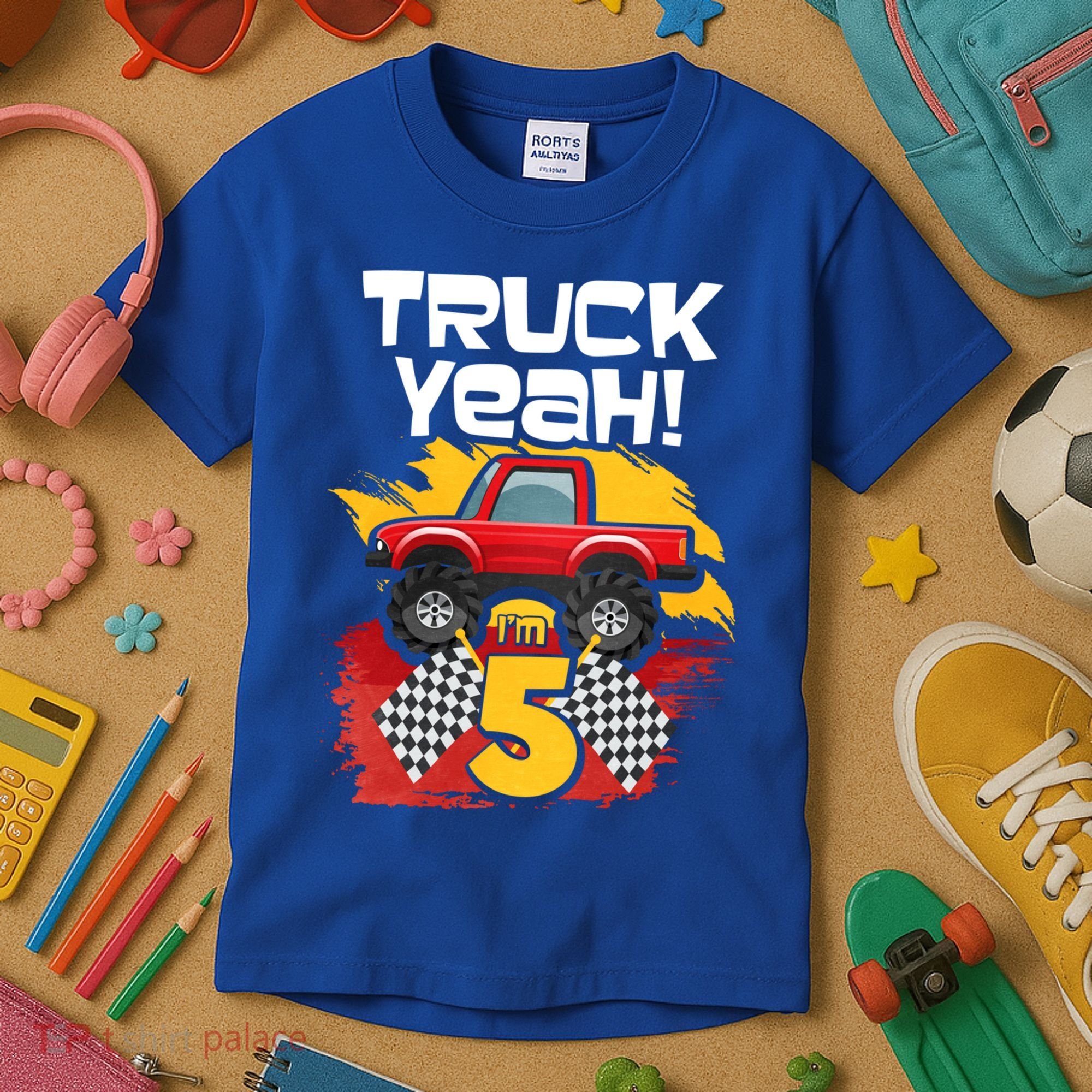 Truck Yeah Im 5 Funny Gift Kids T-Shirt