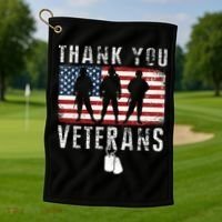 Thank You Military Veterans Gift Veterans Day Gift Golf Towel thumb 1