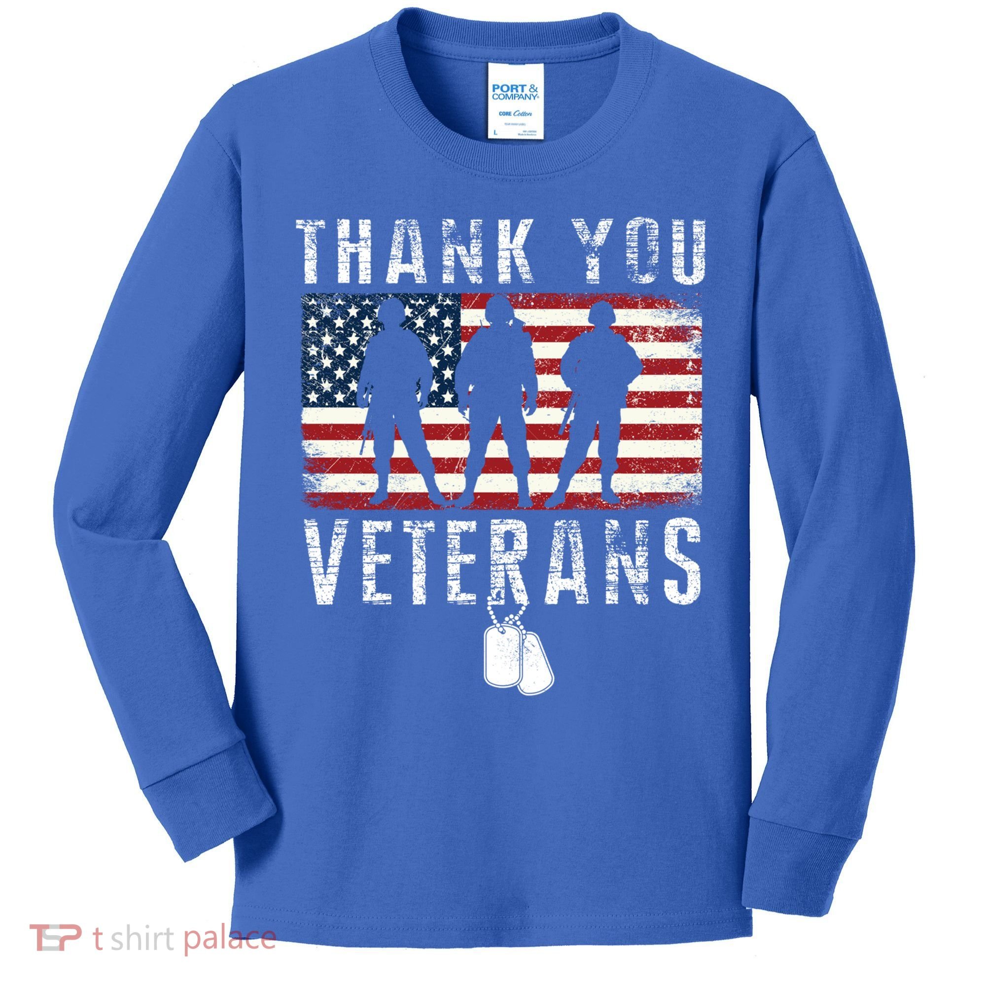 Thank You Military Veterans Gift Veterans Day Gift Kids Long Sleeve Shirt