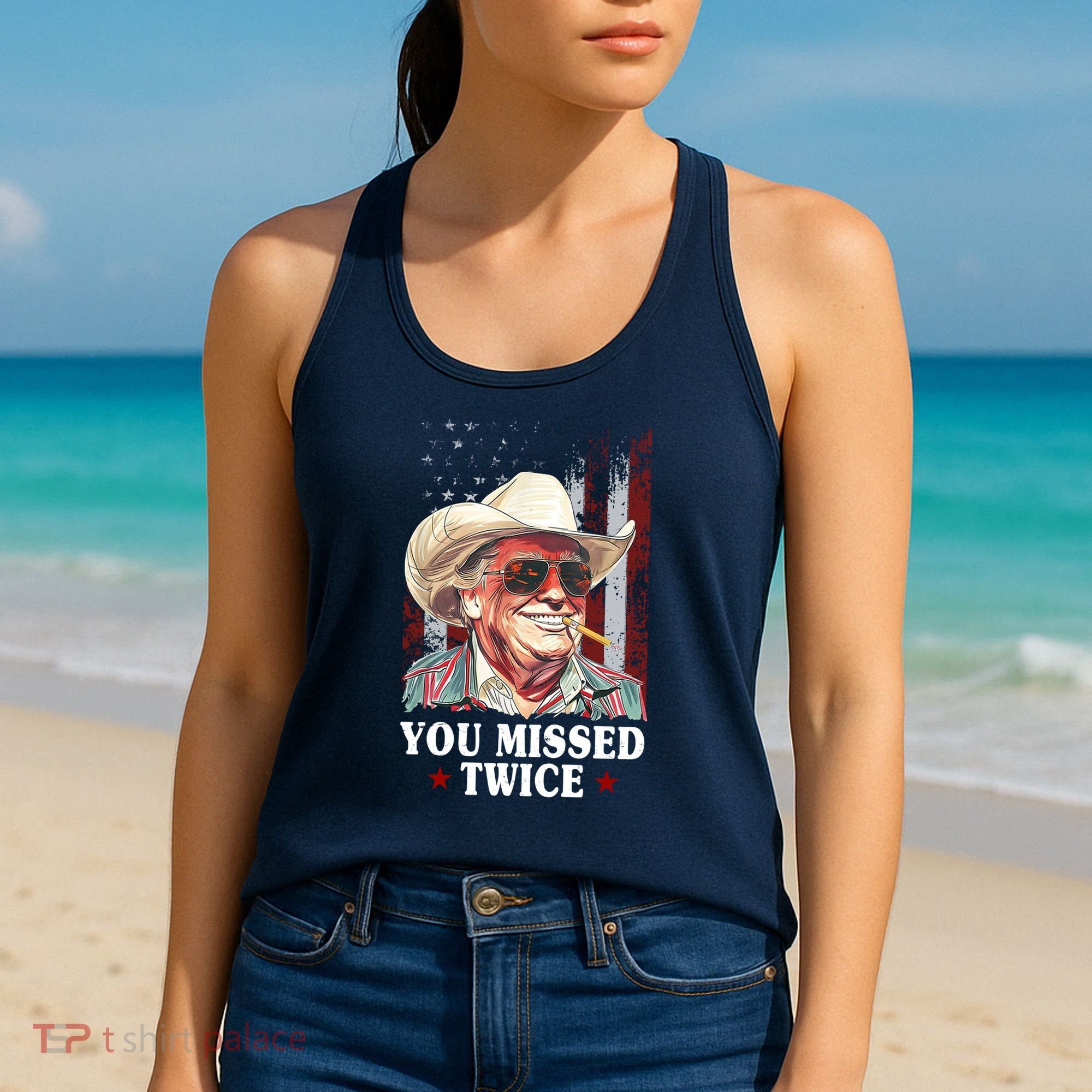 Trump You Missed Twice Western Cowboy Women's Tank Top