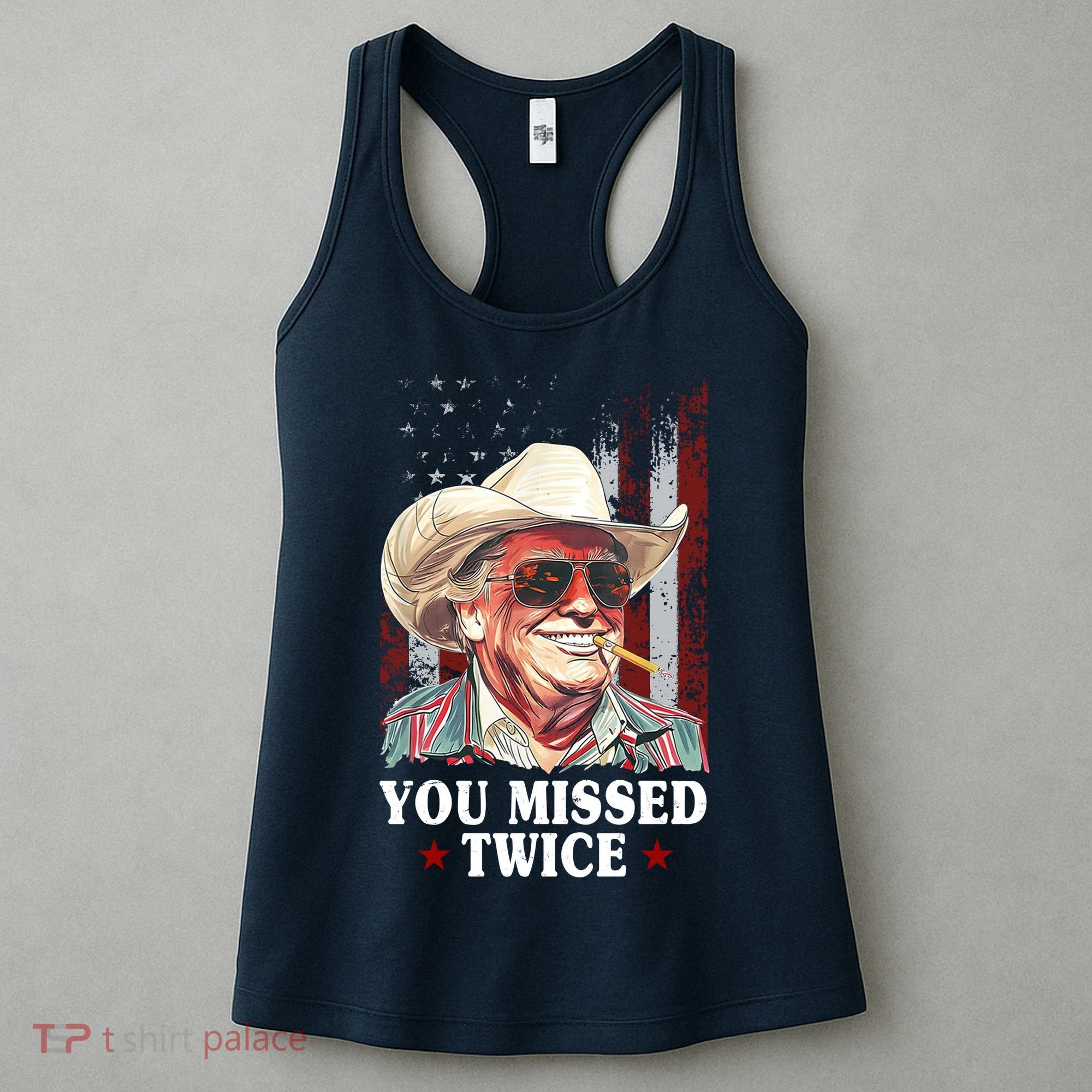 Trump You Missed Twice Western Cowboy Women's Tank Top