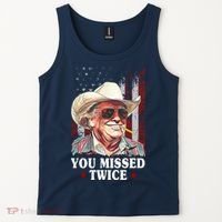 Trump You Missed Twice Western Cowboy Tank Top thumb 2