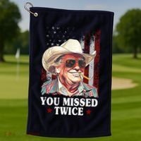 Trump You Missed Twice Western Cowboy Golf Towel thumb 1