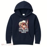 Trump You Missed Twice Western Cowboy Kids Hoodie thumb 0